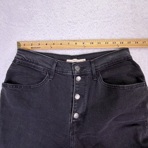 Levi's Jeans Womens 30 Black Mile High Cropped Wide Leg Button Fly High Rise - Picture 6 of 9